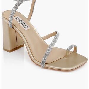 Badgley Mischka Gold and Silver Strappy Block Heels 8 women’s NWT